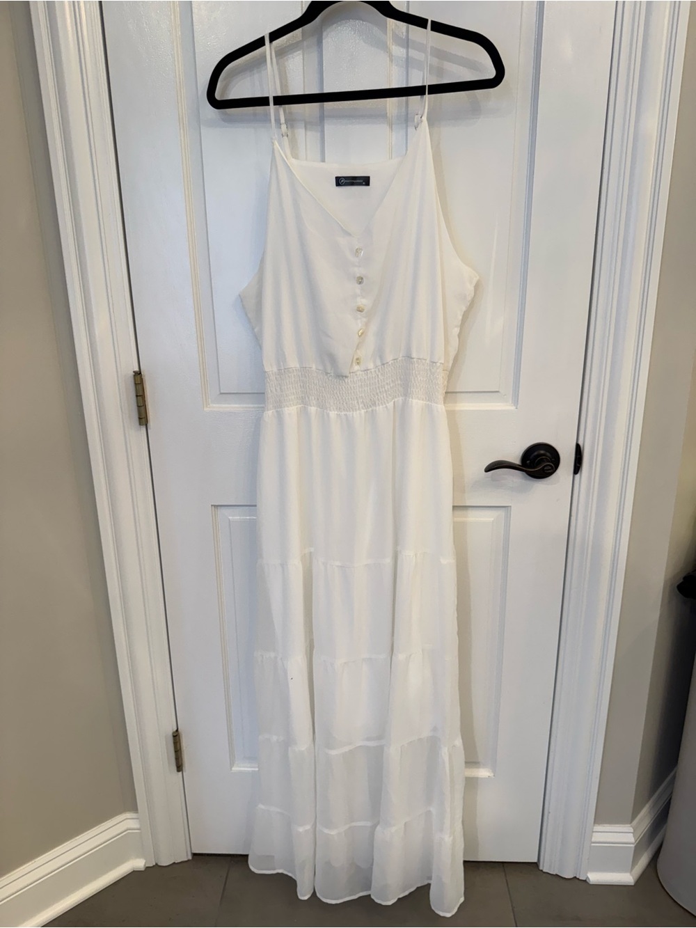 Pretty Garden White Sleeveless Maxi Dress with Button Front